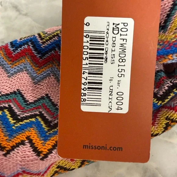💕NWT Missoni Vibrant Zigzag poncho/ scarf - Picture 6 of 6